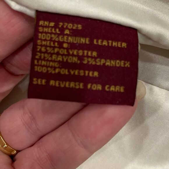 Hal Rubinstein Cream Leather Front Zipper Jacket.Size S - Picture 12 of 15